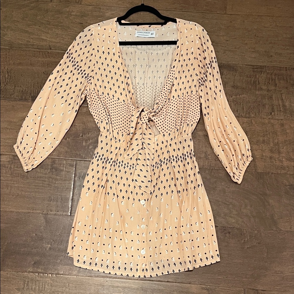 Anthropologie Peach and Navy Mini Dress